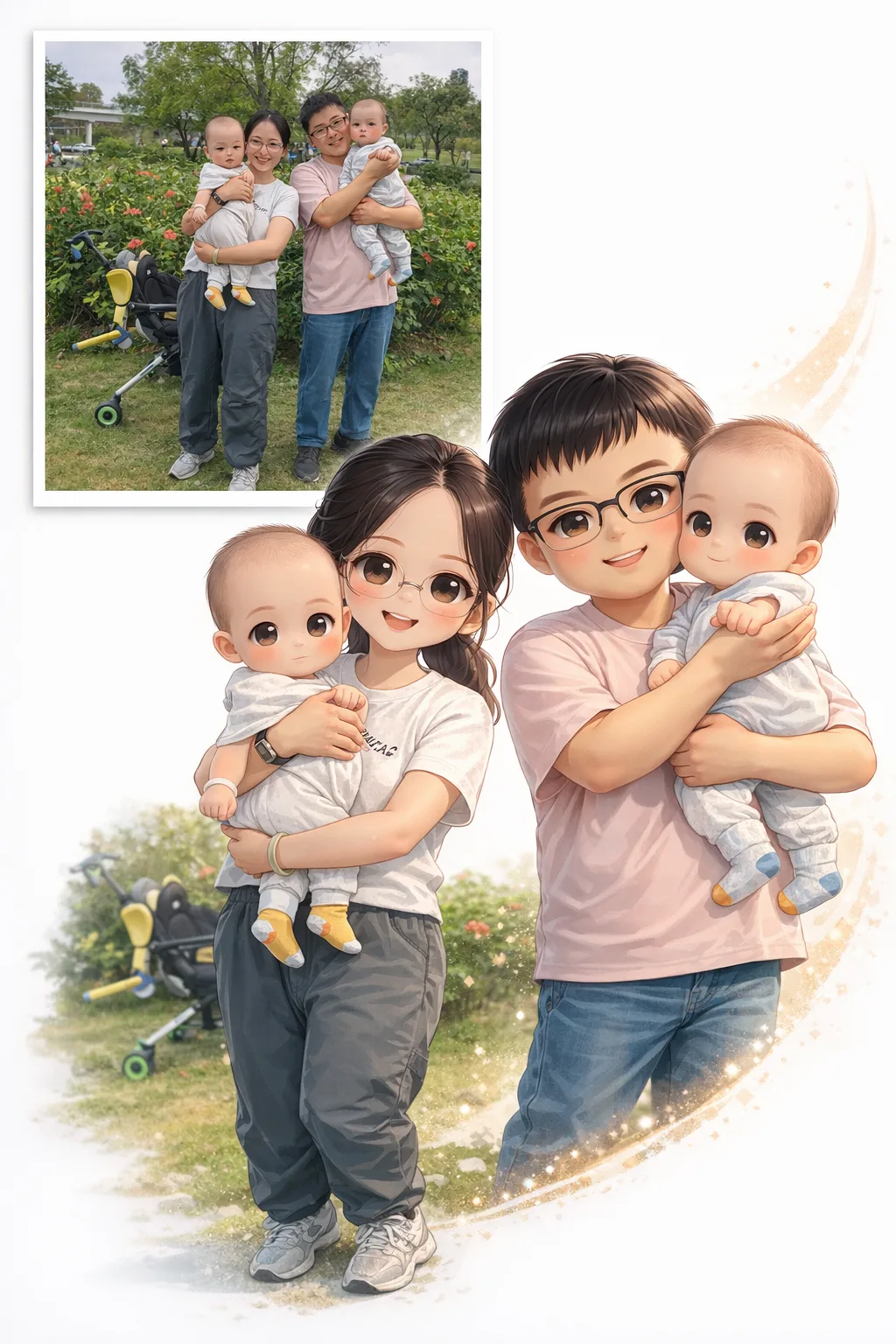 图生图生成器 · Q版 · 真人+3D Q版