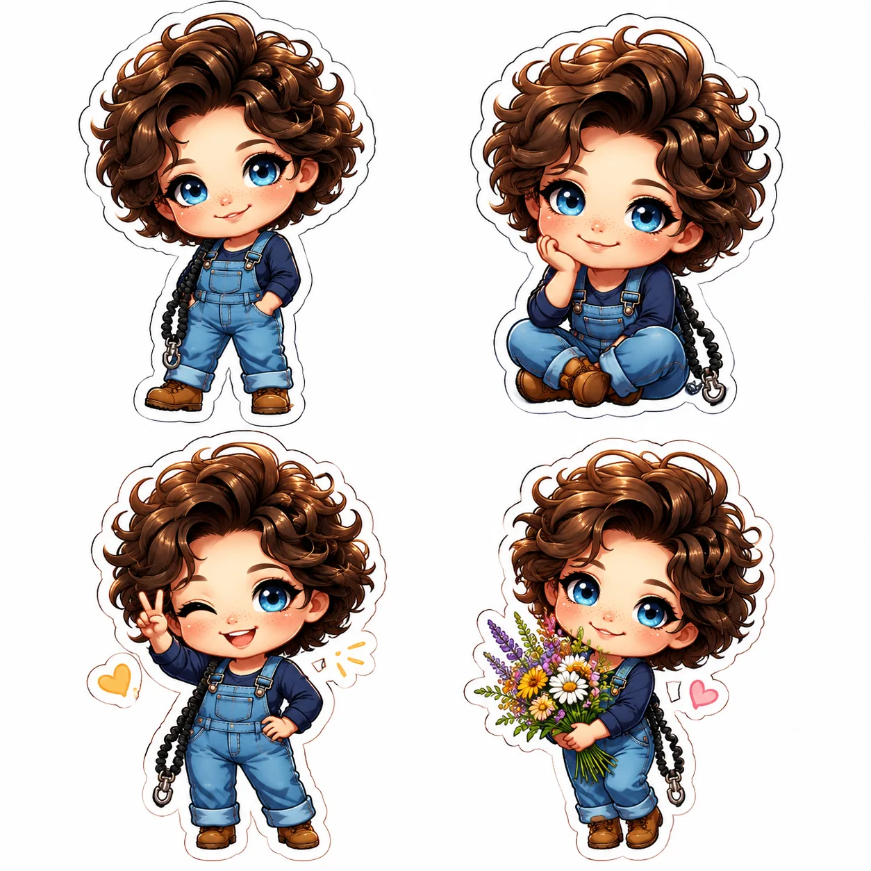 chibi avatar for Instagram showing happy jump pose generated by ai chibi generator