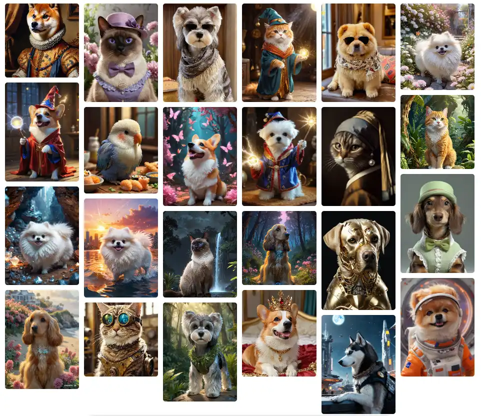 100+ ready-made templates for dream pets creation