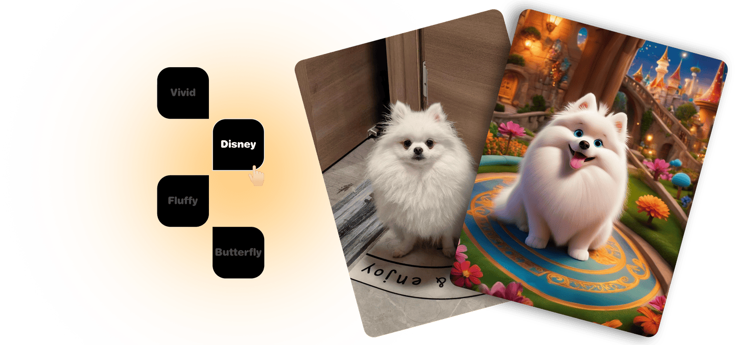 Your pet transformed into any artistic style instantly